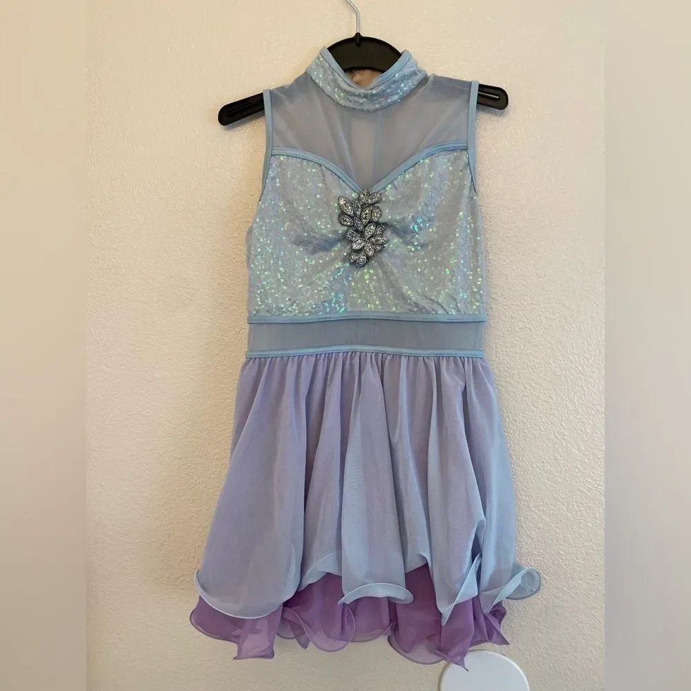 WEISSMAN Dance Costume sequins blue lavender You Set Me Free 14248 MA adult